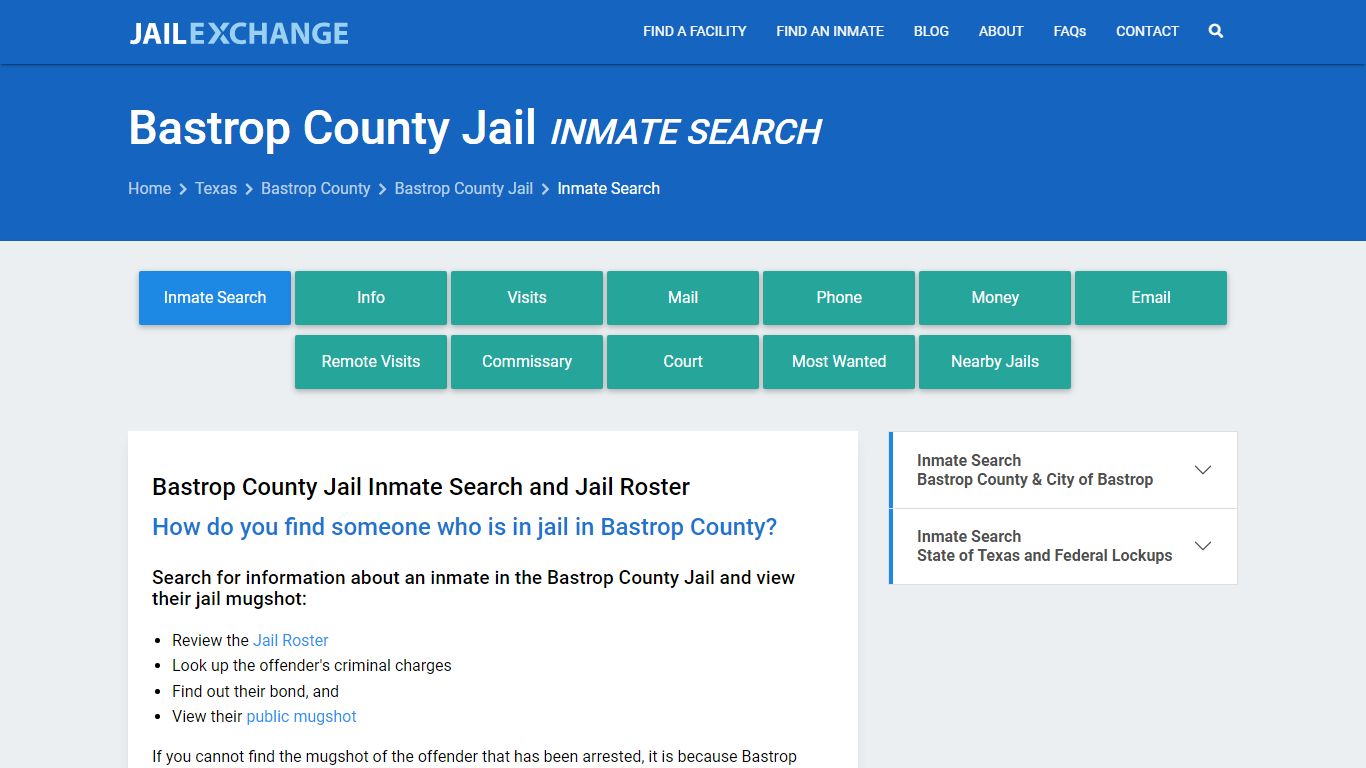 Inmate Search: Roster & Mugshots - Bastrop County Jail, TX
